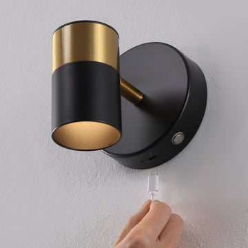 Paola 6" 1-Light Modern Adjustable Head Integrated Dimmable LED Rechargeable Wall Spotlight with Touch Sensor - JONATHAN Y